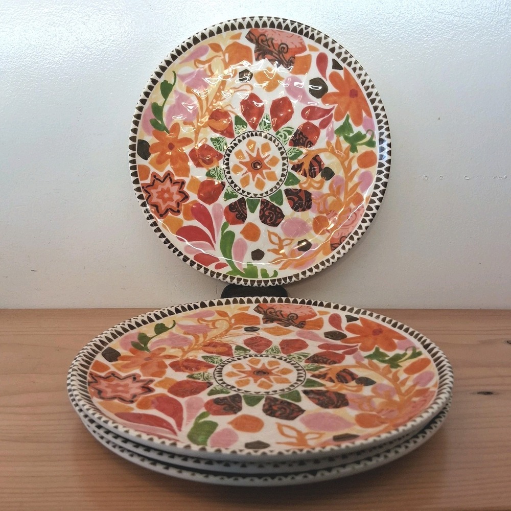 Vintage Melamine 9" Dinner Plates Set‎ Of 4 By Threshold Target Floral Boho